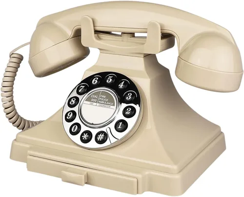 Vista 11 de Teléfono vintage con cable, teléfonos fijos retro para el hogar, teléfono de trabajo antiguo de una sola línea con timbre fuerte para personas Negro