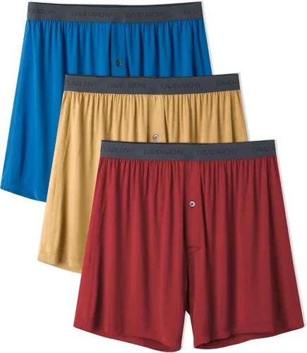 Vista 15 de DAVID ARCHY Calzoncillos tipo bóxer de rayón de bambú para hombre, transpirables, refrescantes, con cierre de botón, ropa interior de ajuste