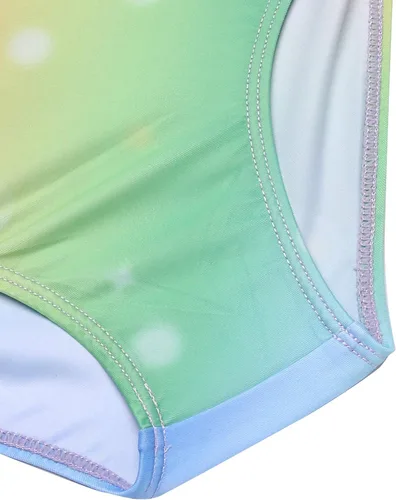 Vista 5 de Zaclotre Leotardo de gimnasia de manga larga para niñas con colores degradados brillantes para danza de ballet, traje de una pieza