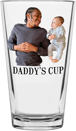 Vista 5 de Vaso de cerveza impreso personalizado de 16 onzas – Regalos personalizados para hombres y mujeres, hermano, mamá, papá, taza para beber con nombre