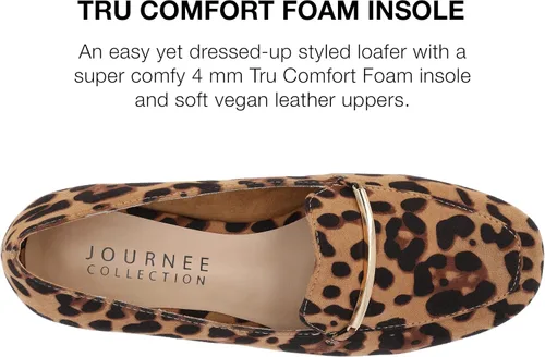 Vista 3 de Journee Collection Wrenn - Mocasines para mujer con muescas planas y puntera cuadrada, tacón de bloque sin cordones