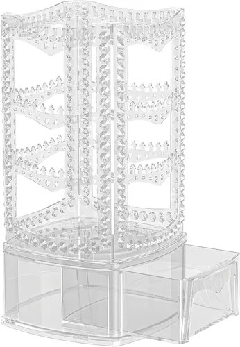 Vista 9 de Famitree Soporte giratorio de 360 aretes y organizador de joyas, 4 niveles, soporte clásico, 156 agujeros y 160 ranuras para mujeres y niñas