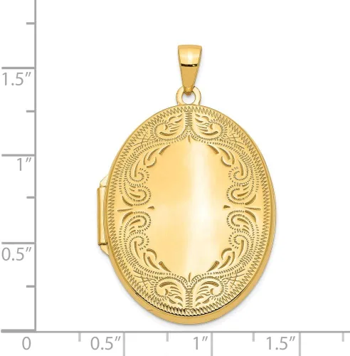 Vista 3 de Jewels By Lux 14K Yellow Gold 31mm Oval Scroll Locket
