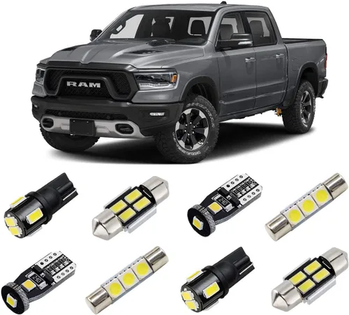 Vista 6 de Kit de luces LED interiores azules para Dodge Ram 1500 2500 3500 2019 2020 2021 Super brillantes paquete de bombillas LED para interior + luces