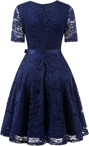 Vista 3 de DRESSTELLS Women Semi Formal Lace Dress Mother Bride Bridesmaid Dress for Wedding Cocktail Party Prom Short Dress