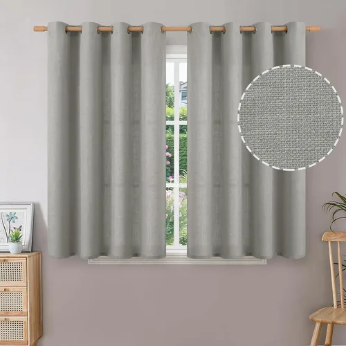 Vista 106 de BGment Cortinas de Lino Beige de 63 Pulgadas de Largo 2 Paneles - Tratamientos para Ventanas con Textura de Arpillera Filtrantes de Luz Cortinas