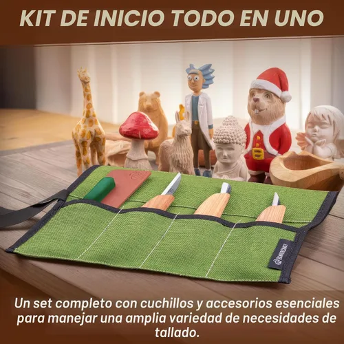 Vista 2 de Kit de Cuchillo para Tallado de Madera BeaverCraft S15, Kit de Talla para Principiantes, Niños - Juego de Herramientas de Tallado de Madera
