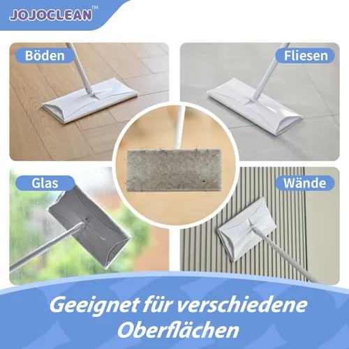 Vista 4 de Sweeper 2 en 1 - Kit de trapeado y barrido de suelos secos + húmedos, kit multisuperficie para limpieza de pisos, el kit incluye 1 sweeper, 14 paños