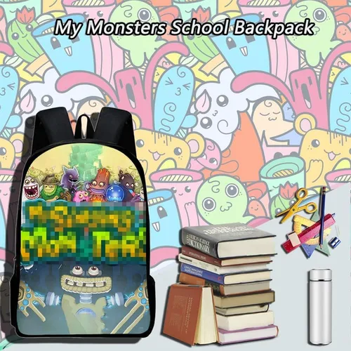 Vista 7 de Meiniyea My Monsters Mochila de dibujos animados Anime Personaje Monster Kids Mochila Casual School Bag Game Fan Regalo, 7, Mochilas de viaje