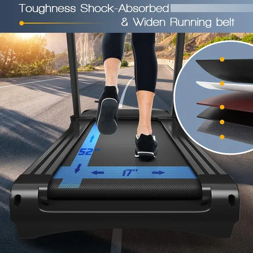 Vista 3 de Goplus Cinta de correr plegable de 3.75 HP con inclinación, caminadora eléctrica Superfit con control de aplicación, 12 programas preestablecidos