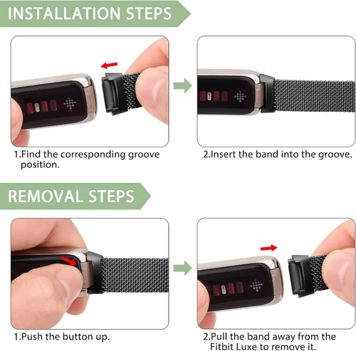 Vista 5 de Vanjua Correa de metal compatible con Fitbit Luxe, correa de repuesto ajustable de malla de acero inoxidable para Fitbit Luxe/Luxe edición especial