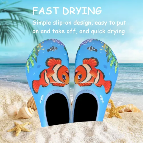 Vista 5 de ANLUKE Zapatos de agua para niños y niñas, calcetines acuáticos descalzos, de secado rápido, para playa, natación, deportes al aire libre, zapatos