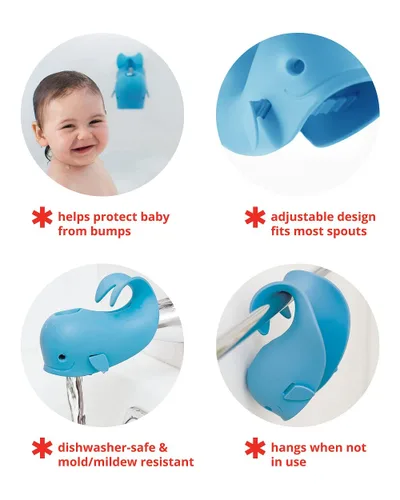 Vista 3 de Skip Hop Cubierta para boquilla de baño para bebé, ajuste universal, color azul MOBY