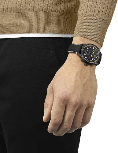 Vista 4 de Tissot Chrono XL Vintage 316L - Reloj de cuarzo suizo con revestimiento de PVD negro cuero 22 T1166173605202 Negro - Reloj de cuarzo