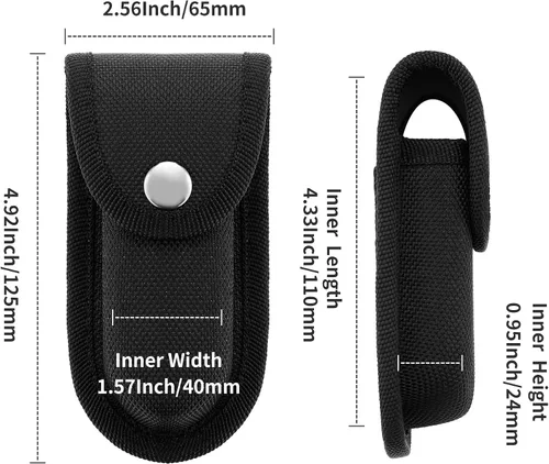 Vista 2 de Funda de nailon para cuchillos de bolsillo, bolsa multiherramienta de 4 pulgadas, funda plegable para cinturón de cuchillo con cierre a presión