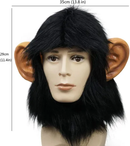 Vista 4 de Gorilla Mask - Máscara de mono de animal para adulto, con pelo