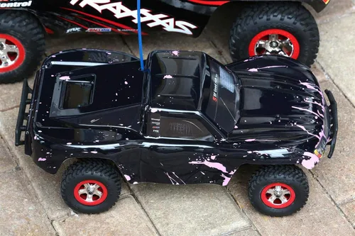Vista 3 de SummitLink Reemplazo de cuerpo personalizado compatible con color rosa fangoso sobre negro para automóvil o camión RC escala 1/16