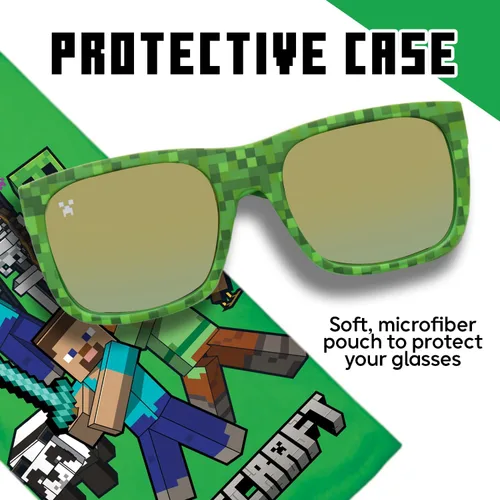 Vista 4 de Sun-Staches Gafas de sol Minecraft de Arkaid Elegantes, cómodas y duraderas con protección UV para niños con funda de transporte suave, regalos