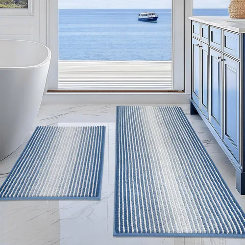 Vista 11 de BSICPRO Tapetes de baño de felpilla, 20 x 32 pulgadas, antideslizantes, absorbentes, suaves, peludos, para baño, lavables a máquina (salvia)