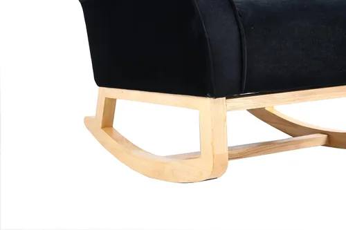 Vista 9 de Silla mecedora con respaldo de ala, cómoda silla mecedora con brazos de cojín, mecedoras tapizadas con botón acolchado para sala de estar
