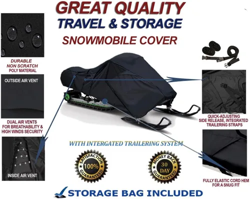 Vista 2 de SBU Funda de viaje y almacenamiento para motos de nieve 300D compatible con trineos Arctic Cat King Cat 900 EFI 2005-2006. Protección contra el lodo