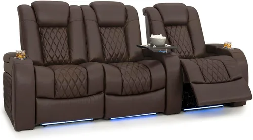 Vista 25 de Seatcraft Asiento de cine en casa Diamante Marrón Reclinable Individual