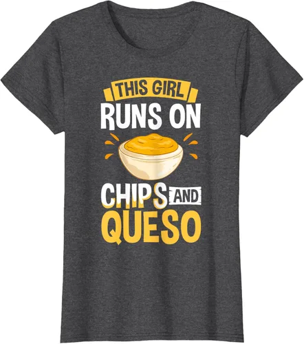 Vista 3 de Queso Dip Camiseta Chile con Queso Salsa Mexican Chips Chile con Queso, Negro, S
