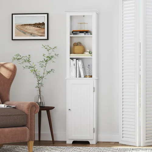 Vista 2 de UTEX Armario de almacenamiento alto para baño con puertas y estantes