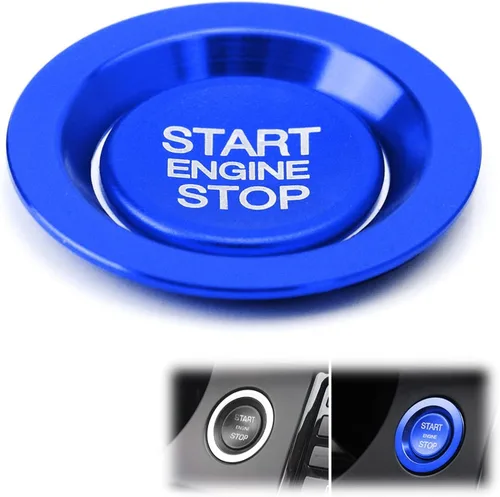 Vista 9 de iJDMTOY Botón de arranque de motor sin llave de aluminio azul y anillo circundante compatible con modelos más nuevos de Range Rover/Discovery o XJ