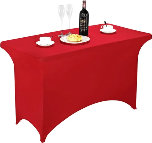 Vista 12 de FORLIFE - Funda de mesa de elastano, mantel ajustado de 4 pies para mesas rectangulares, funda elástica para patio, universal para bodas, banquetes