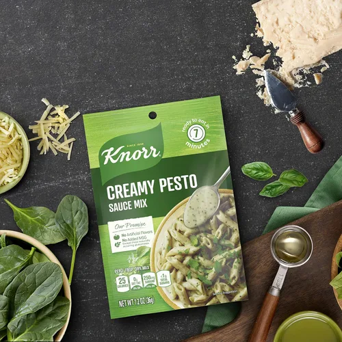 Vista 10 de Knorr Salsa para pasta de mezcla de salsa para comidas simples y costados, pesto cremoso sin sabores artificiales, sin Msg añadido de 1.2 onzas, 24