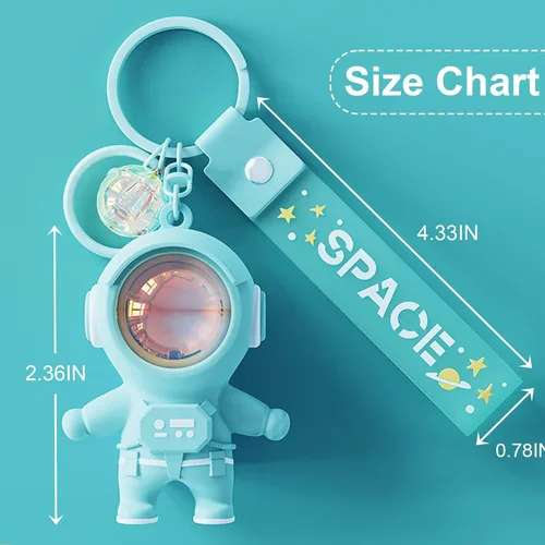 Vista 3 de YOU WIZV Llavero de astronauta, lindos llaveros Kawaii de anime geniales para mochilas, llaveros espaciales con luz de puesta de sol para mujeres