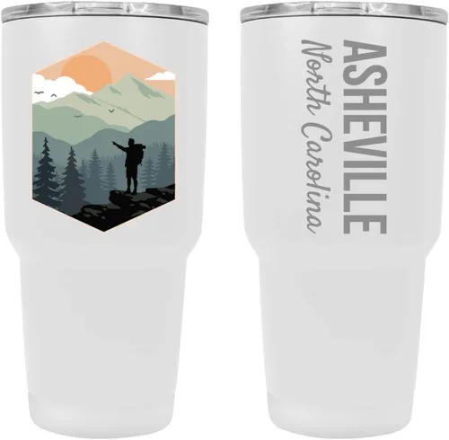 Vista 8 de Asheville North Carolina Souvenir - Vaso aislado de acero inoxidable, 24 onzas, color verde