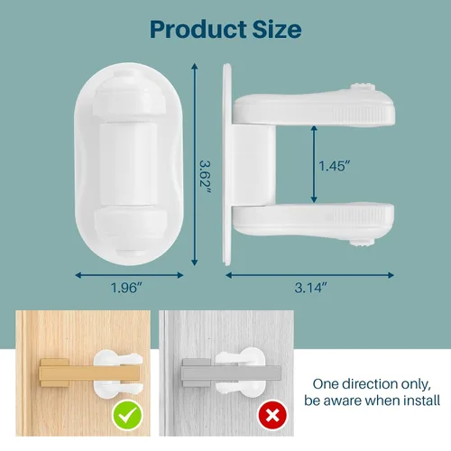 Vista 9 de Inaya Kit completo a prueba de bebés y cerradura de palanca de puerta Inaya paquete de 4 cerraduras a prueba de niños, adhesivo 3M y fácil