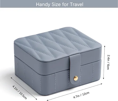 Vista 5 de KAMIER Organizador de joyas de viaje, cajas de joyería portátiles de cuero acolchado con diamantes para mujeres y niñas, organizador pequeño
