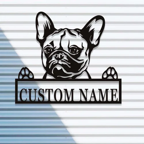Vista 6 de Letrero personalizado de bulldog francés – Letrero personalizado para perro, arte de pared de metal, regalo conmemorativo para amantes
