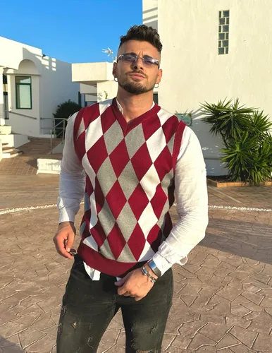 Vista 2 de COOFANDY Men's Sleeveless V Neck Pullover Sweater Slim Fit Casual Argyle Vest Sweaters