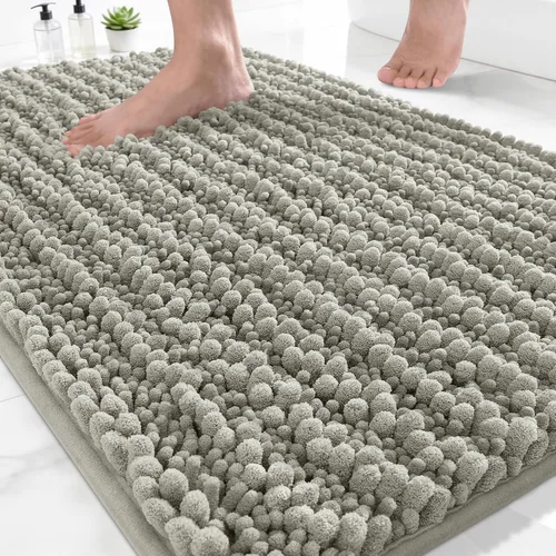 Vista 101 de Yimobra Alfombras de Baño Antideslizantes Lavables - Alfombra de Baño de Chenilla Ultra Suave Absorbente, Alfombra Peluda de Secado Rápido para Negro