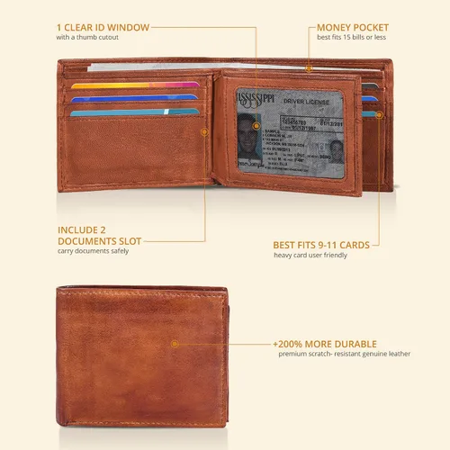 Vista 78 de Carteras RFID delgadas para hombres - Cartera de bolsillo frontal de piel genuina