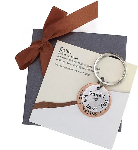 Vista 6 de Personalized Father's Day Keychain - Gift for Dad or Grandpa - Mixed Metal Key Chain
