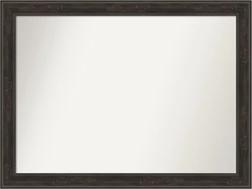Vista 155 de Amanti Art Espejo de baño marrón para sobre el fregadero, 24 x 24 pulgadas, espejo de tocador cuadrado marrón Caleb, marco de madera rústica