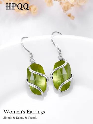 Vista 5 de Aretes para mujer de plata de ley 925, delicados aretes colgantes de piedras preciosas, joyería fina, aniversario, cumpleaños, regalos de Navidad
