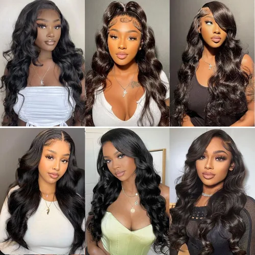 Vista 5 de Pelucas de cabello humano ondulado con encaje frontal de 13 x 4 para mujeres negras, sin pegamento, 22 pulgadas