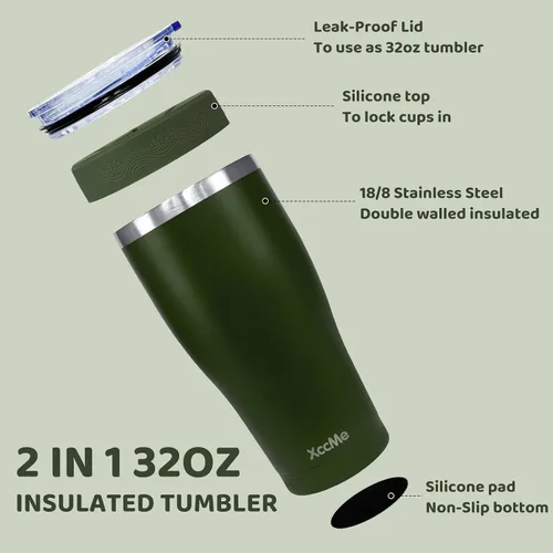 Vista 3 de Funda universal para café helado, aislante de acero inoxidable de 32 onzas, se adapta a tazas Starbucks/Dunkin/McDonalds, doble pared reutilizable