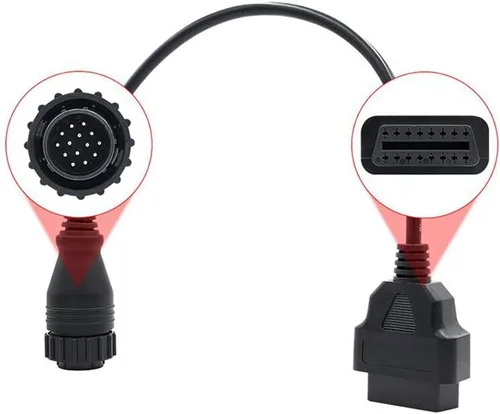 Vista 5 de Cable adaptador OBDII de 14 pines a 16 pines para Mercedes Benz Sprinter OBD2 macho a hembra Conenctor Cable para leer información de diagnóstico