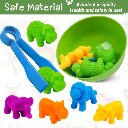 Vista 4 de Juguete de contar animales, juegos a juego con cuencos de clasificación, juguetes de clasificación para niños pequeños, actividades de aprendizaje