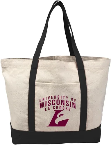 Vista 64 de Campus Lab Bolsa de lona con logotipo primario colegiado con bolsillo externo, bolsa de hombro reutilizable para ir de compras, playa Águilas A&m