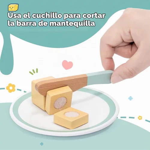 Vista 4 de Tostadora emergente de madera para niños, juego de simulación de comida
