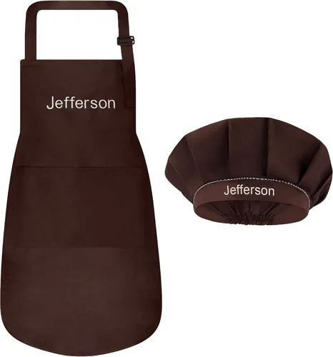 Vista 16 de Juego de delantal personalizado y sombrero de chef, bonito disfraz de chef para niños, delantales con bolsillos para cocinar, pintar, fiestas
