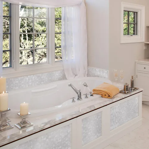 Vista 8 de KASARO - Calcomanías de pared, adhesivo despegable de mosaicos para salpicadero dormitorio baño, madreperla, 12 x 12 pulgadas